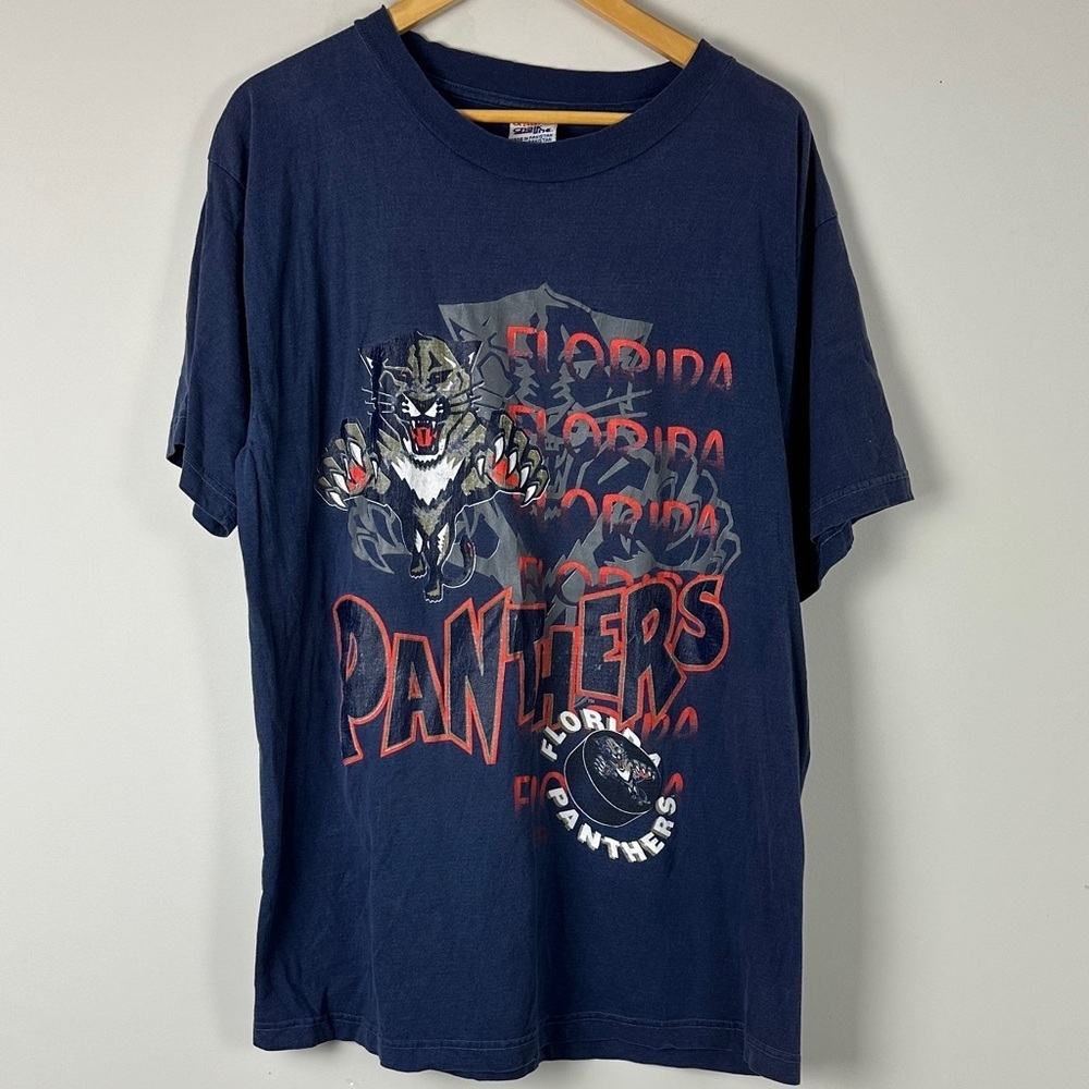 Florida Panthers NHL Chalkline Vintage 90s Graphic T-Shirt - Size XL